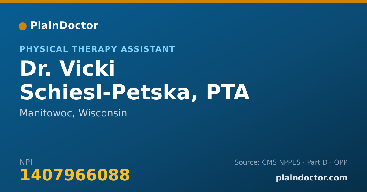 Shareable card for Vicki Schiesl-Petska, PTA - Physical Therapy Assistant, Manitowoc, WI