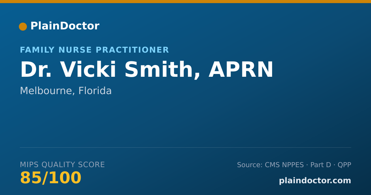 Shareable card for Vicki Smith, APRN - Family Nurse Practitioner, Melbourne, FL