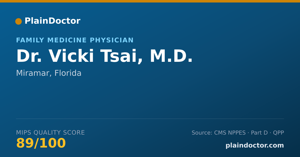 Shareable card for Vicki Tsai, M.D. - Surgery Physician, Miramar, FL