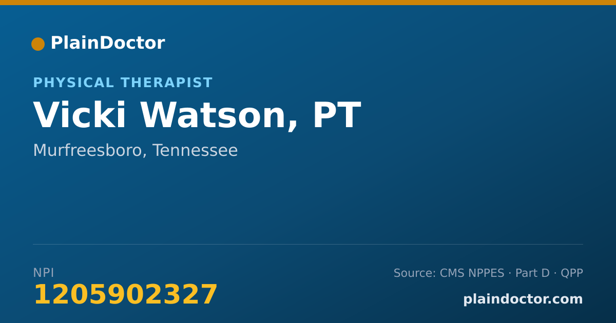 Shareable card for Vicki Watson, PT - Physical Therapist, Murfreesboro, TN