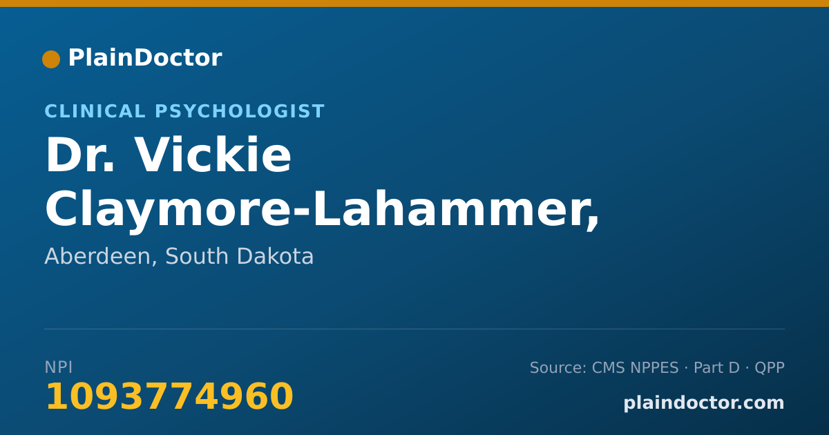 Shareable card for Vickie Claymore-Lahammer, PH.D. - Clinical Psychologist, Aberdeen, SD