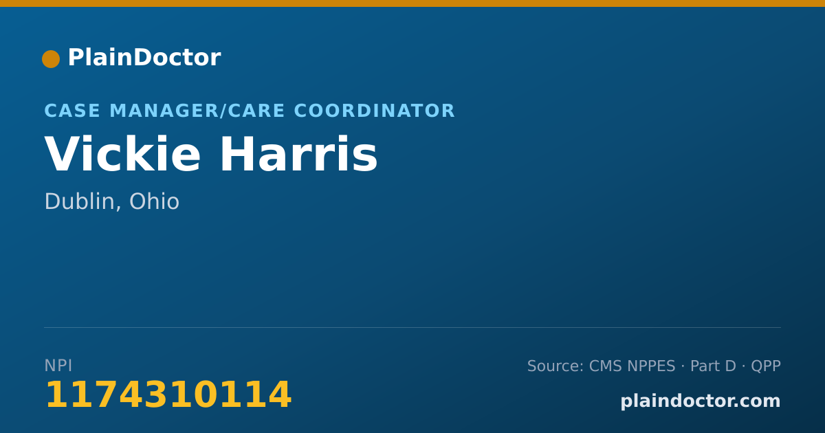 Shareable card for Vickie Harris - Case Manager/Care Coordinator, Dublin, OH