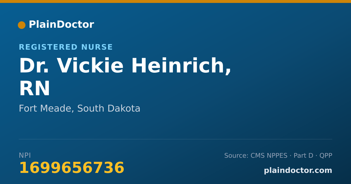 Shareable card for Vickie Heinrich, RN - Registered Nurse, Fort Meade, SD