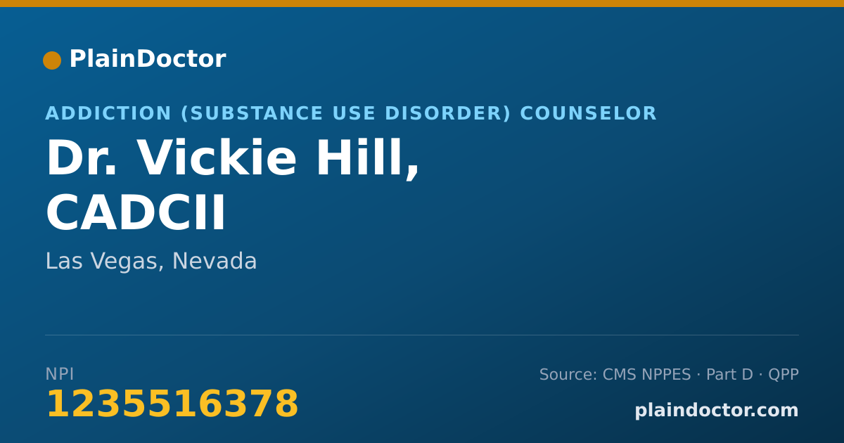 Shareable card for Vickie Hill, CADCII - Addiction (Substance Use Disorder) Counselor, Las Vegas, NV