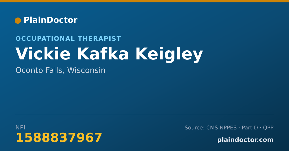 Shareable card for Vickie Kafka Keigley - Occupational Therapist, Oconto Falls, WI