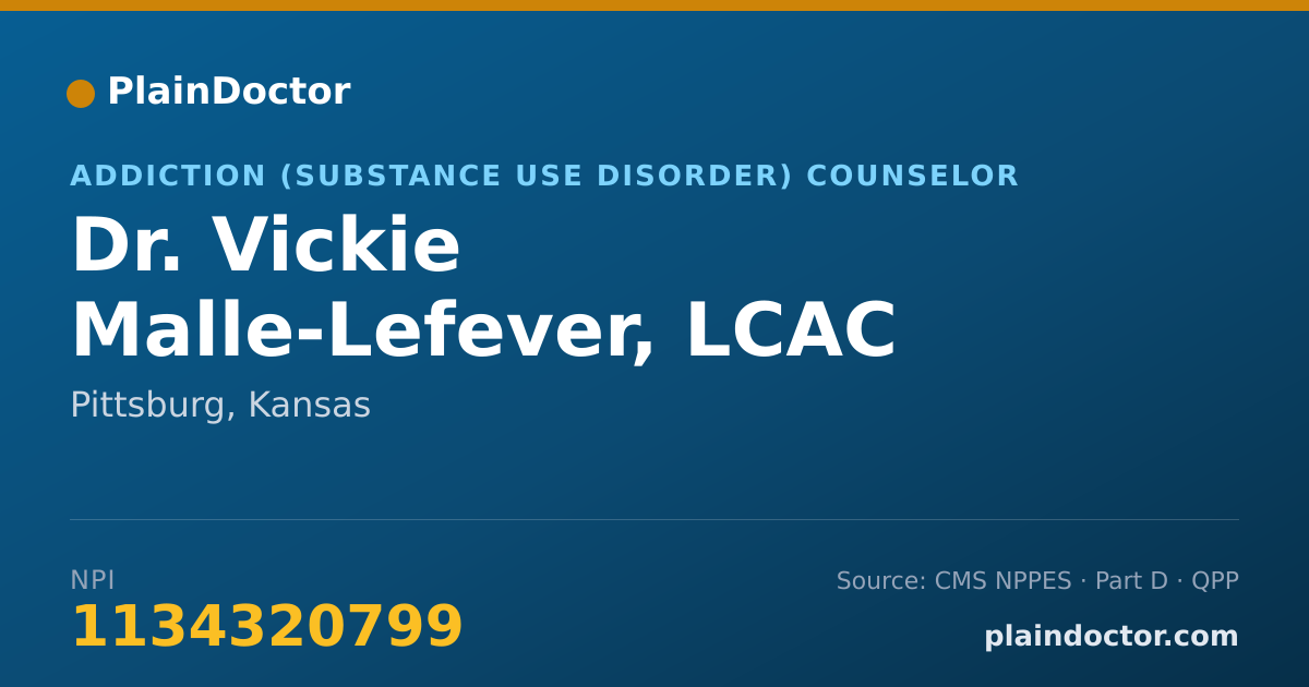 Shareable card for Vickie Malle-Lefever, LCAC - Addiction (Substance Use Disorder) Counselor, Pittsburg, KS