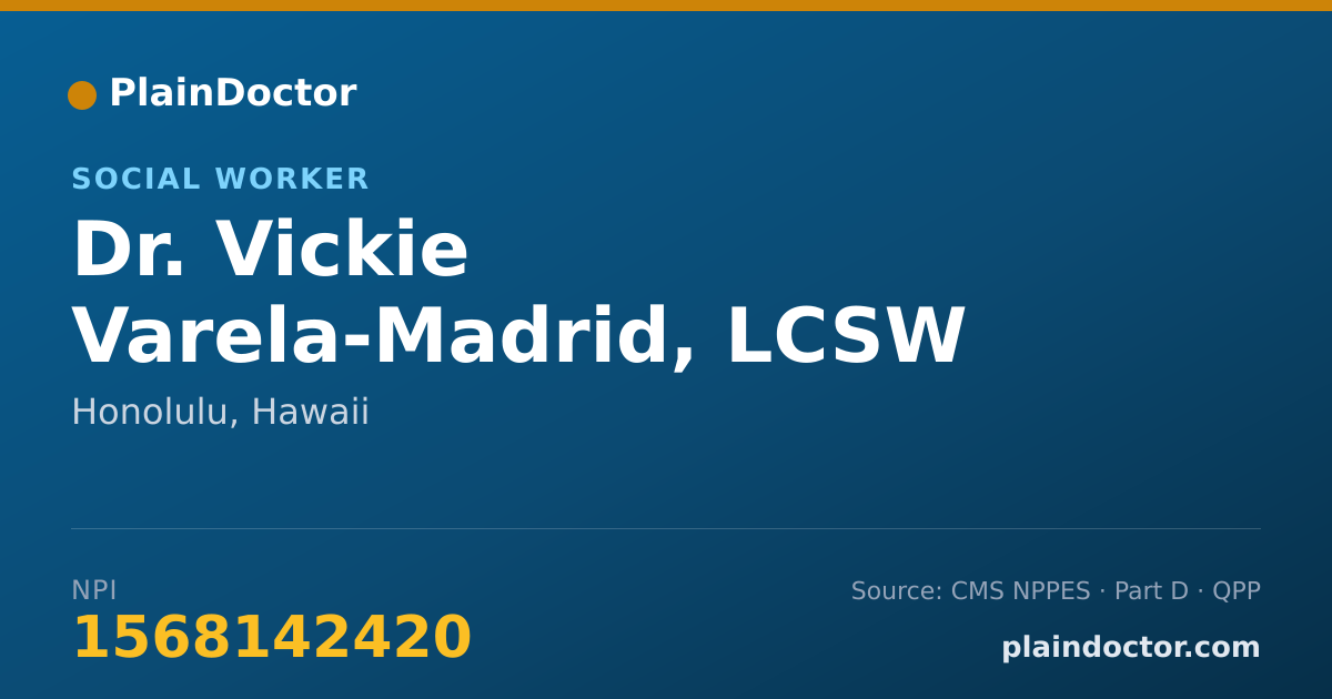 Shareable card for Vickie Varela-Madrid, LCSW - Social Worker, Honolulu, HI