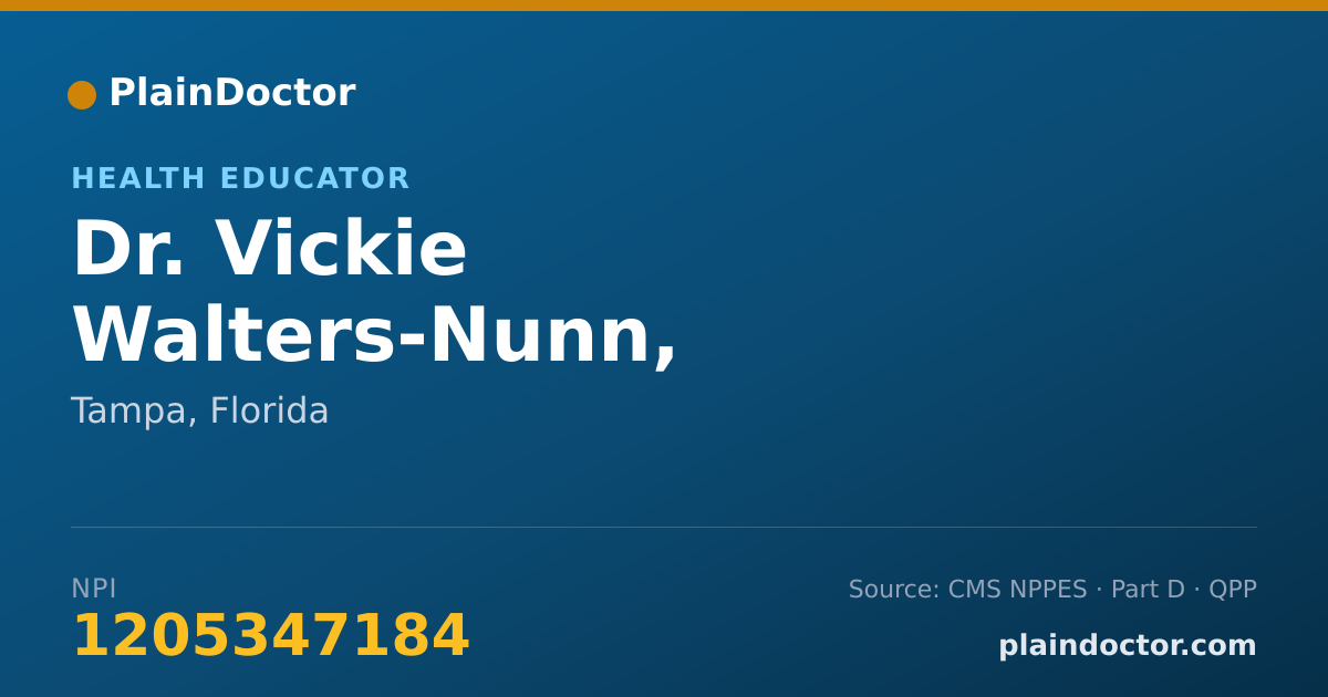 Shareable card for Vickie Walters-Nunn, LIFESTYLE COACH - Health Educator, Tampa, FL
