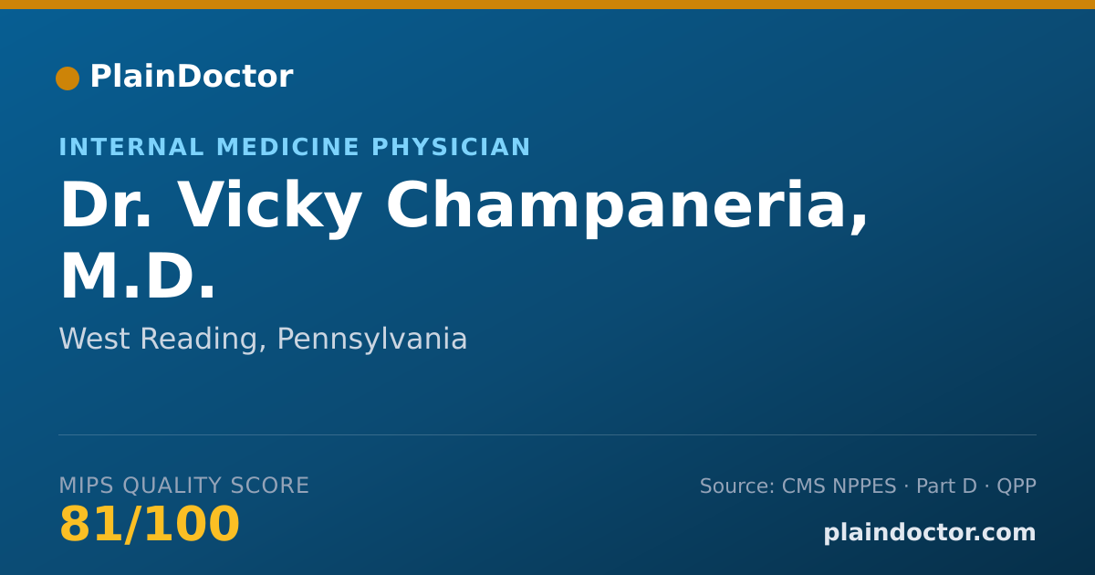 Shareable card for Vicky Champaneria, M.D. - Internal Medicine Physician, West Reading, PA