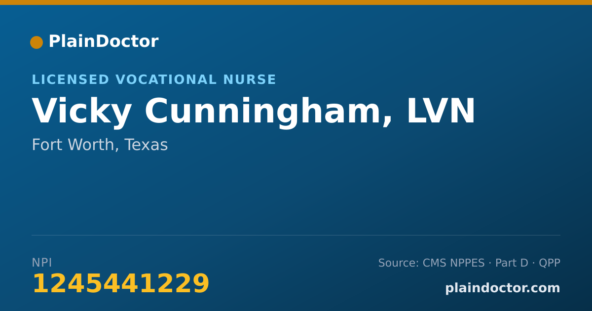 Shareable card for Vicky Cunningham, LVN - Licensed Vocational Nurse, Fort Worth, TX