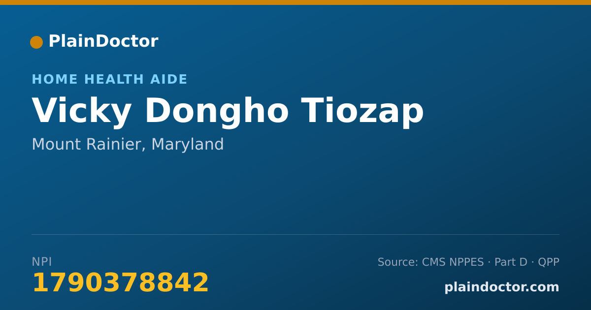 Shareable card for Vicky Dongho Tiozap - Home Health Aide, Mount Rainier, MD