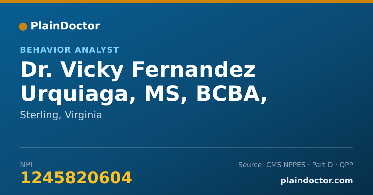 Shareable card for Vicky Fernandez Urquiaga, MS, BCBA, LBA - Behavior Analyst, Sterling, VA