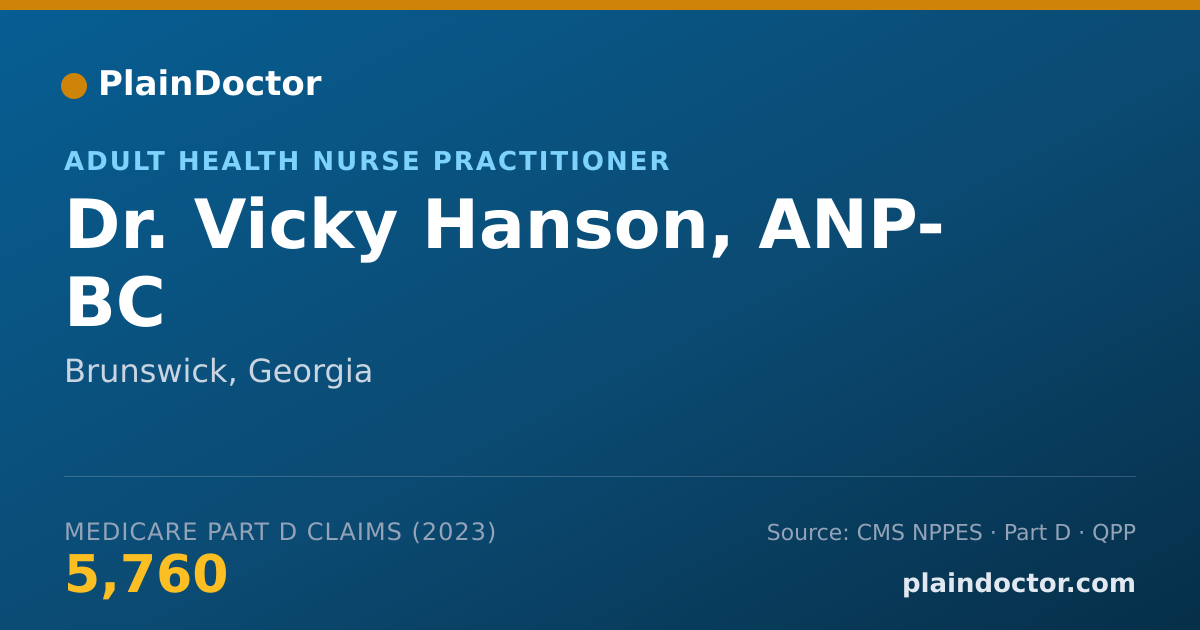 Shareable card for Vicky Hanson, ANP- BC - Adult Health Nurse Practitioner, Brunswick, GA