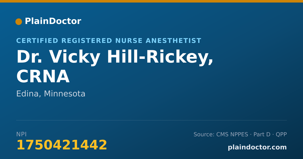 Shareable card for Vicky Hill-Rickey, CRNA - Certified Registered Nurse Anesthetist, Edina, MN