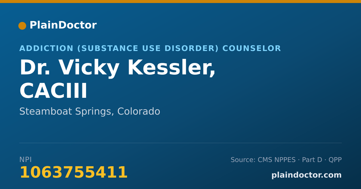 Shareable card for Vicky Kessler, CACIII - Addiction (Substance Use Disorder) Counselor, Steamboat Springs, CO