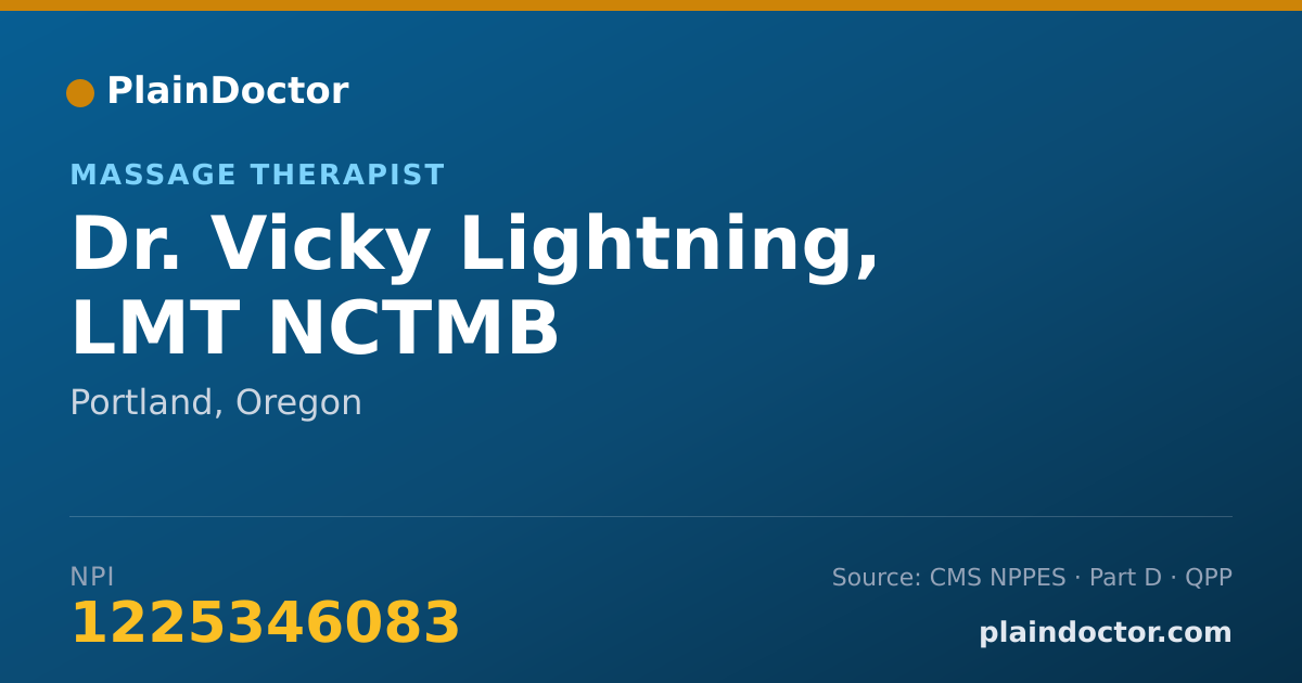 Shareable card for Vicky Lightning, LMT NCTMB - Massage Therapist, Portland, OR