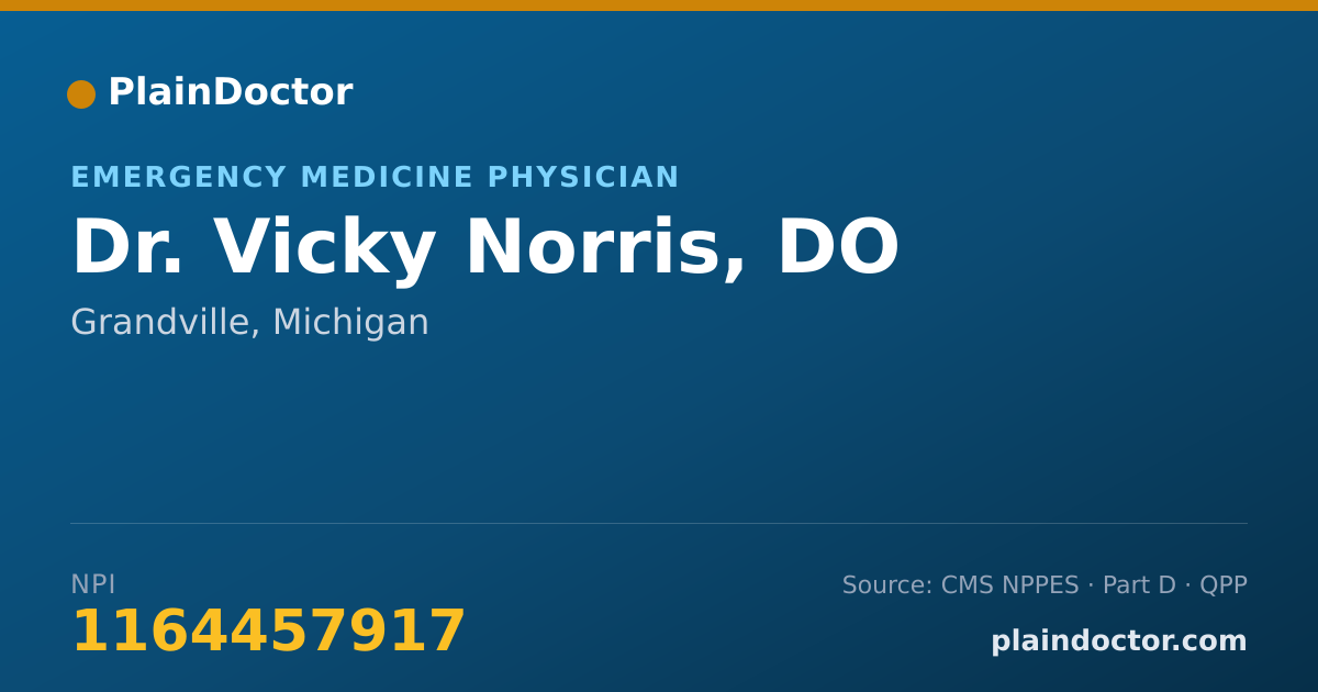 Shareable card for Vicky Norris, DO - Emergency Medicine Physician, Grandville, MI