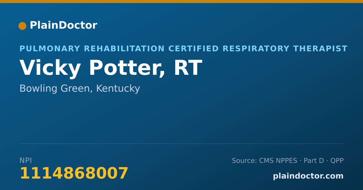 Shareable card for Vicky Potter, RT - Pulmonary Rehabilitation Certified Respiratory Therapist, Bowling Green, KY