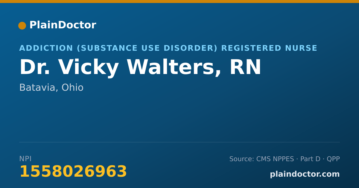 Shareable card for Vicky Walters, RN - Addiction (Substance Use Disorder) Registered Nurse, Batavia, OH