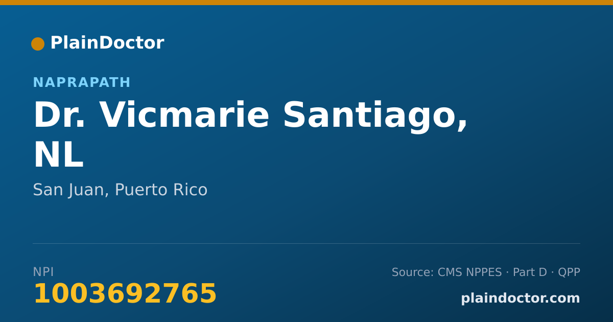 Shareable card for Vicmarie Santiago, NL - Naprapath, San Juan, PR