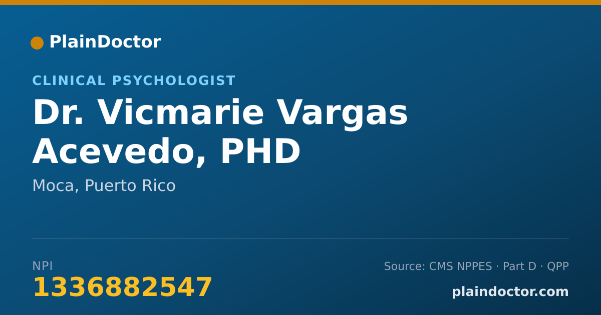 Shareable card for Vicmarie Vargas Acevedo, PHD - Clinical Psychologist, Moca, PR