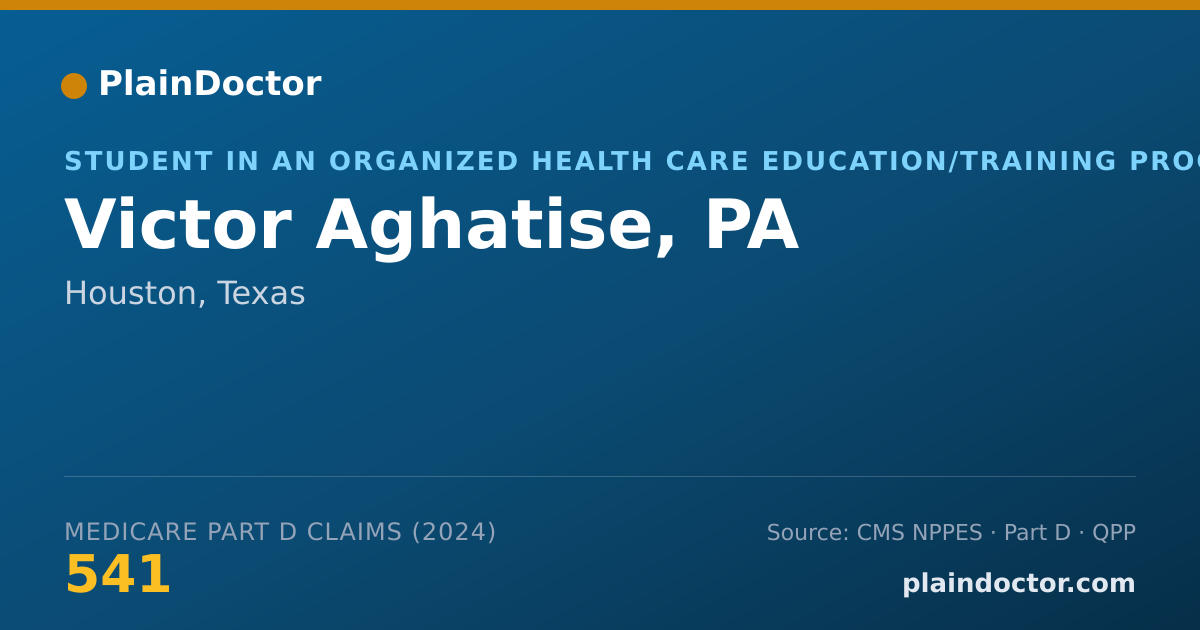 Shareable card for Victor Aghatise, PA - Student in an Organized Health Care Education/Training Program, Houston, TX