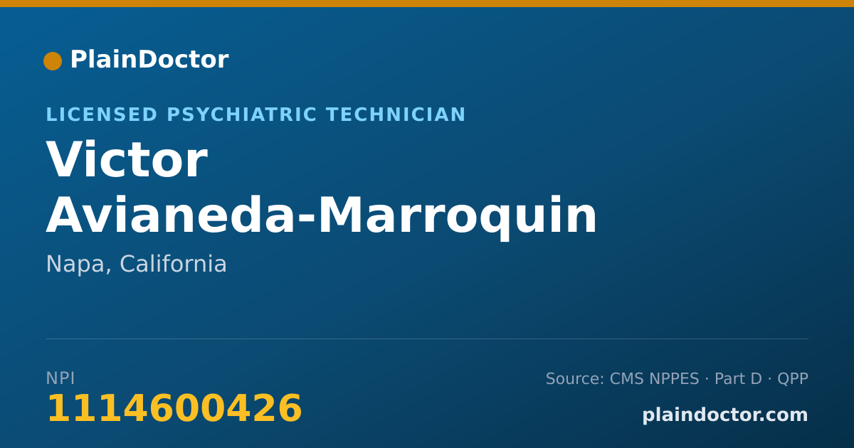 Shareable card for Victor Avianeda-Marroquin - Licensed Psychiatric Technician, Napa, CA