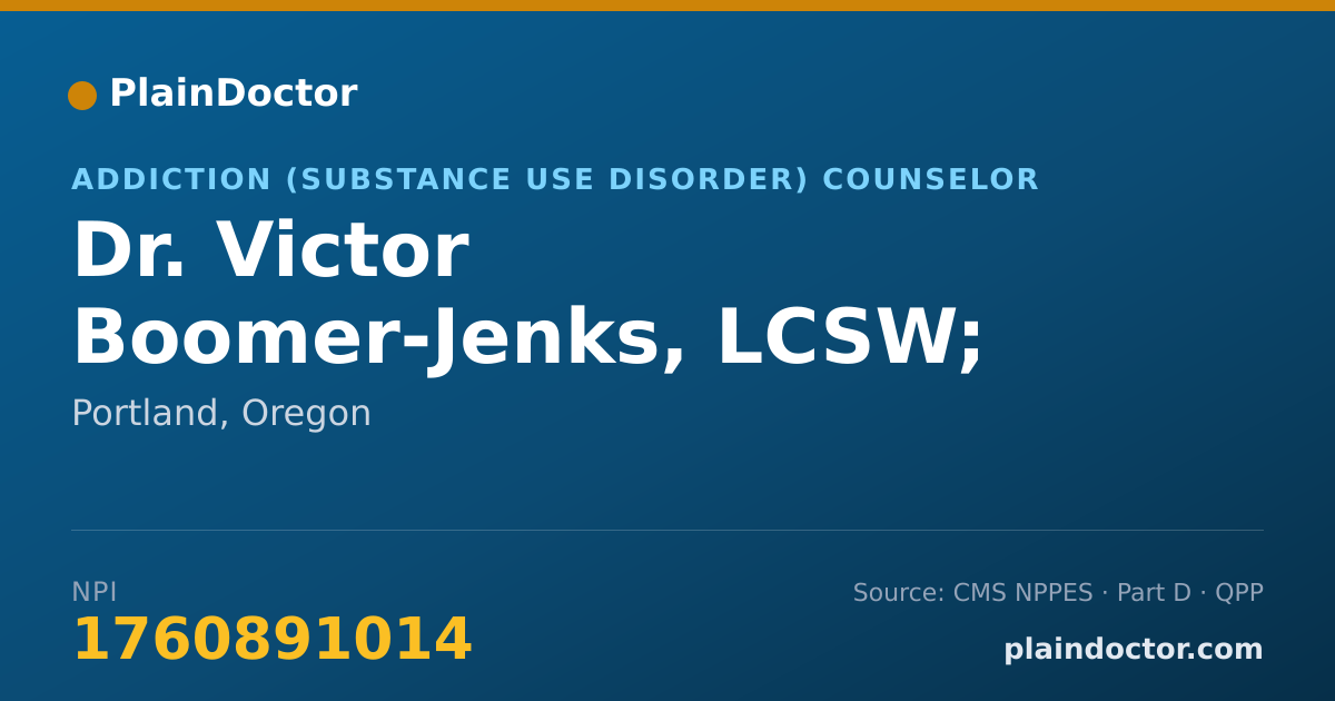 Shareable card for Victor Boomer-Jenks, LCSW; LICSW; - Addiction (Substance Use Disorder) Counselor, Portland, OR
