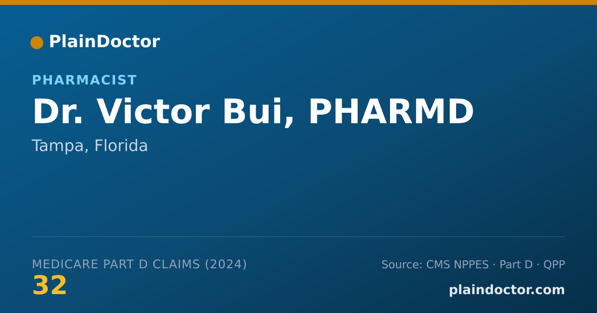 Shareable card for Victor Bui, PHARMD - Pharmacist, Tampa, FL