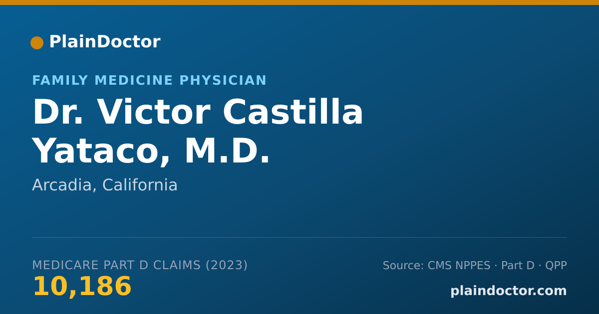 Shareable card for Victor Castilla Yataco, M.D. - Family Medicine Physician, Arcadia, CA