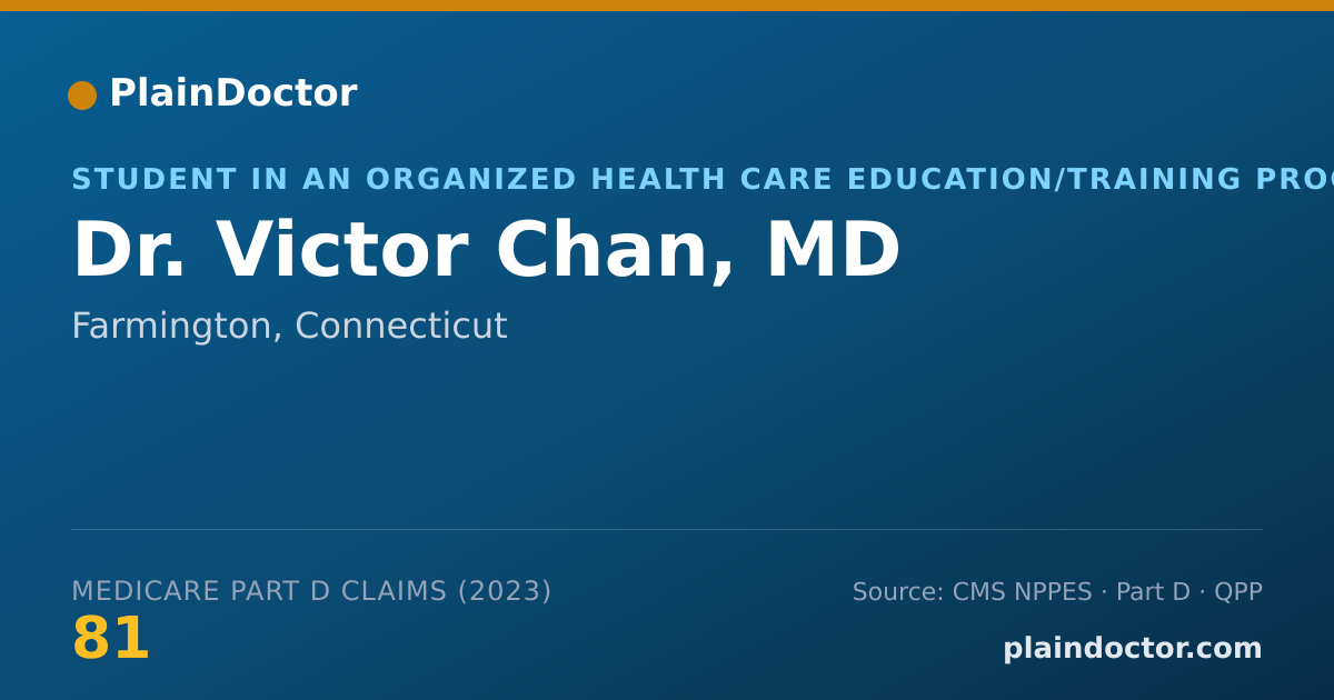 Shareable card for Victor Chan, MD - Student in an Organized Health Care Education/Training Program, Farmington, CT