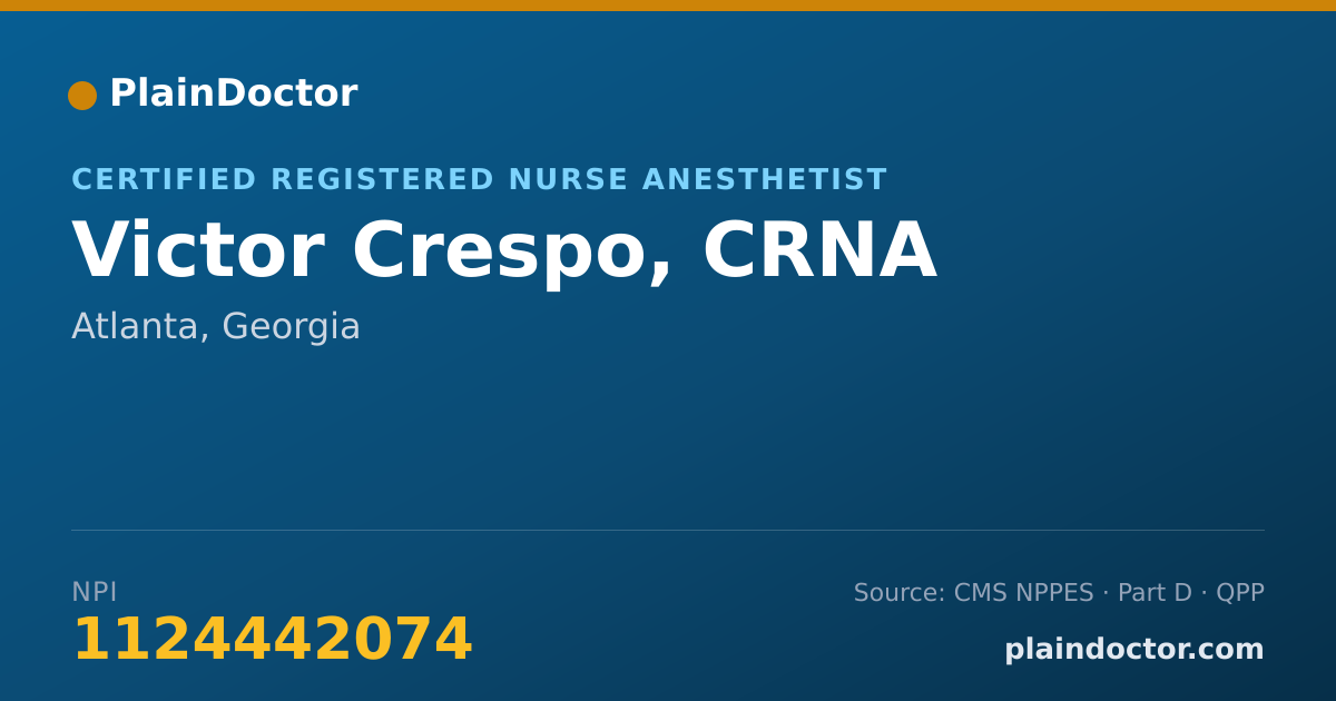 Shareable card for Victor Crespo, CRNA - Certified Registered Nurse Anesthetist, Atlanta, GA
