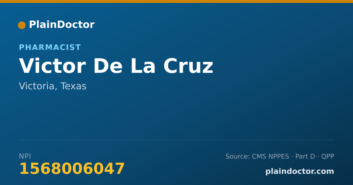 Shareable card for Victor De La Cruz - Pharmacist, Victoria, TX