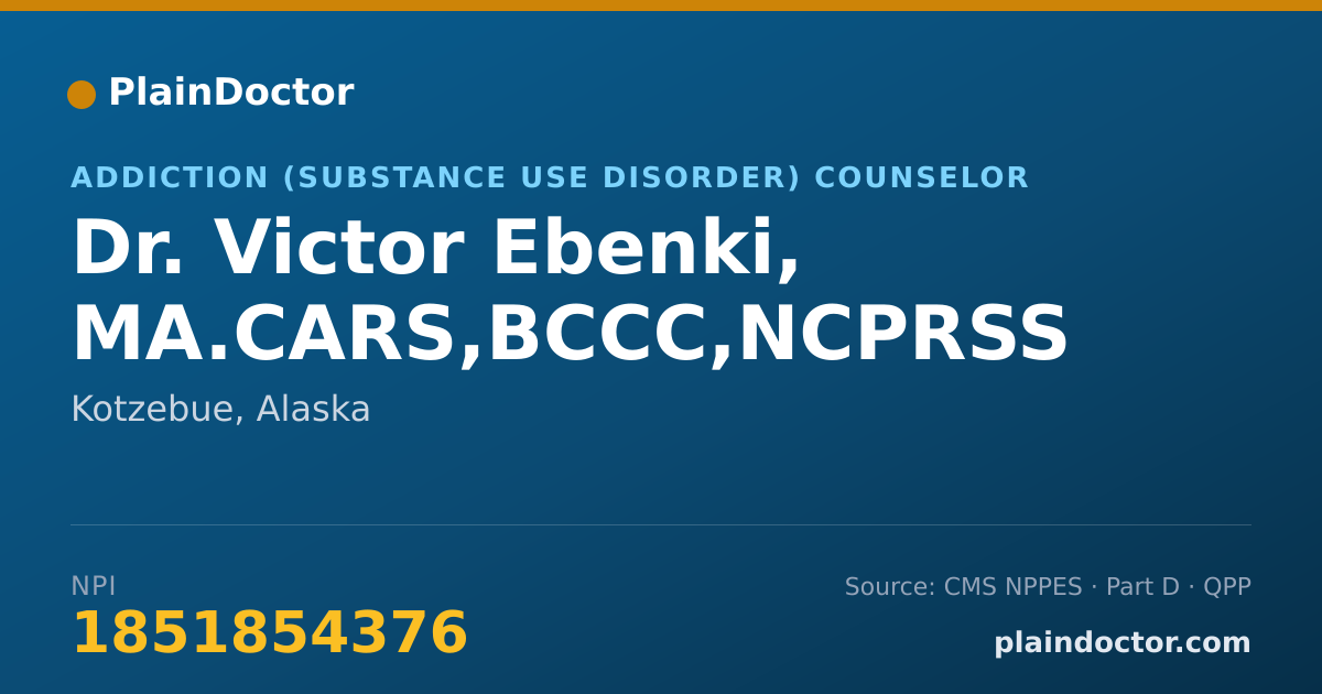 Shareable card for Victor Ebenki, MA.CARS,BCCC,NCPRSS - Addiction (Substance Use Disorder) Counselor, Kotzebue, AK