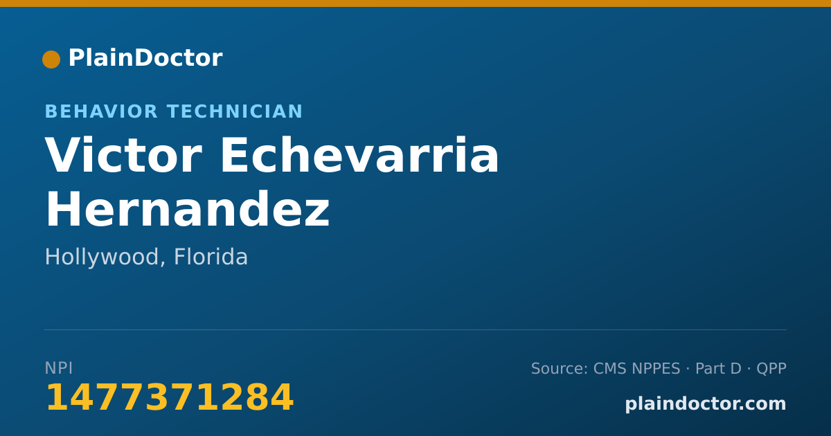 Shareable card for Victor Echevarria Hernandez - Behavior Technician, Hollywood, FL