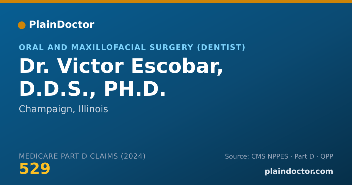 Shareable card for Victor Escobar, D.D.S., PH.D. - Oral and Maxillofacial Surgery (Dentist), Champaign, IL