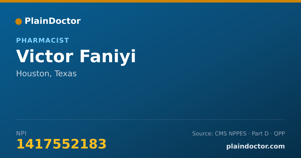 Shareable card for Victor Faniyi - Pharmacist, Houston, TX
