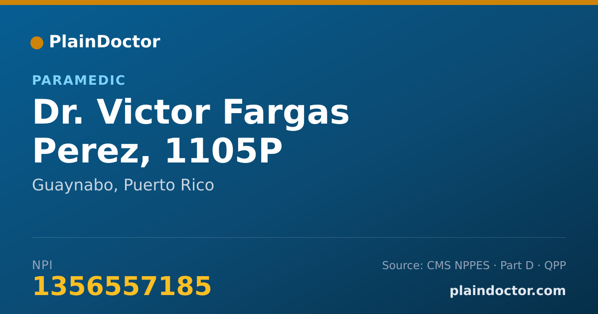 Shareable card for Victor Fargas Perez, 1105P - Paramedic, Guaynabo, PR