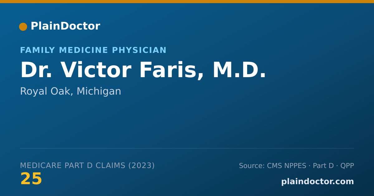 Shareable card for Victor Faris, M.D. - Family Medicine Physician, Royal Oak, MI
