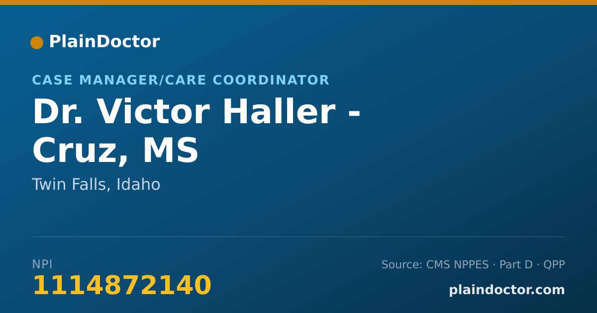 Shareable card for Victor Haller - Cruz, MS - Case Manager/Care Coordinator, Twin Falls, ID