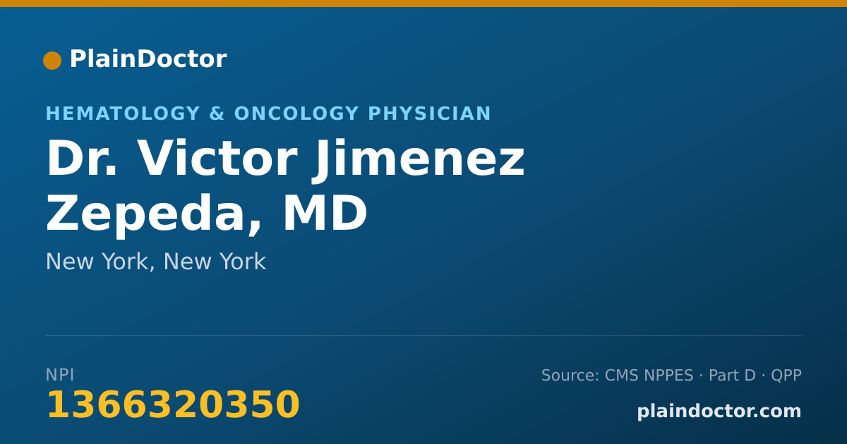 Shareable card for Victor Jimenez Zepeda, MD - Hematology & Oncology Physician, New York, NY