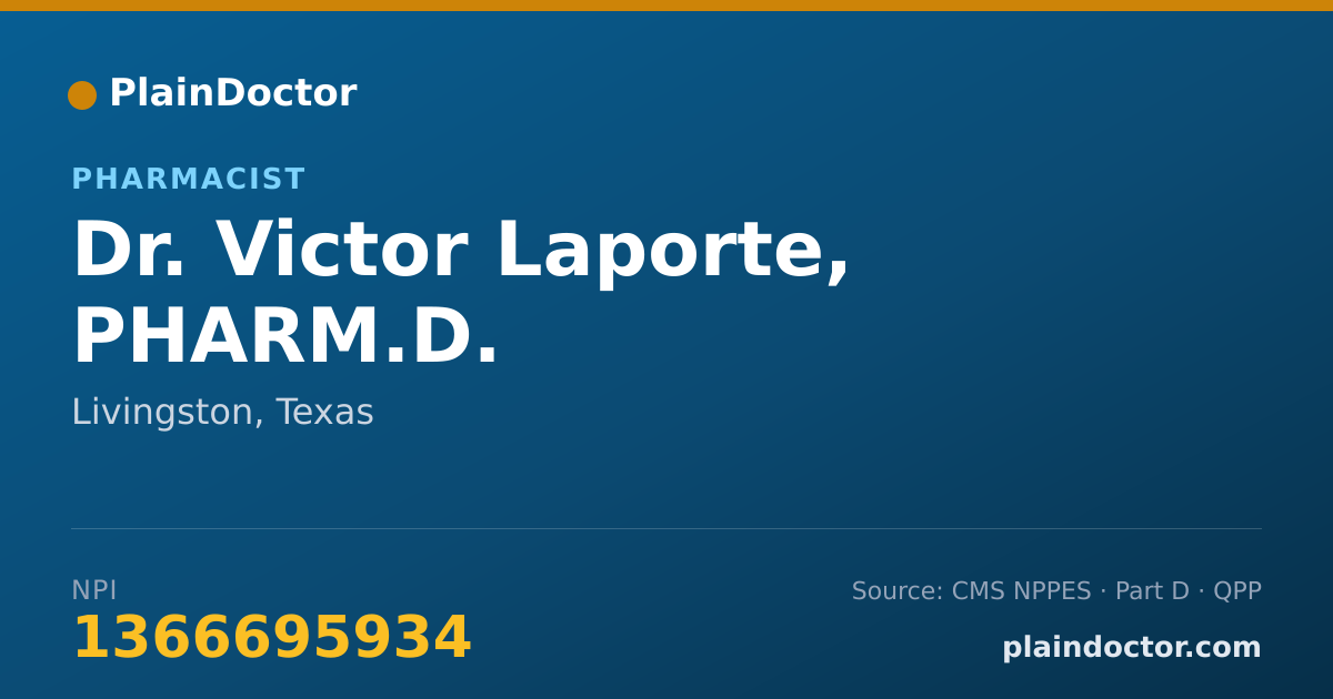 Shareable card for Victor Laporte, PHARM.D. - Pharmacist, Livingston, TX