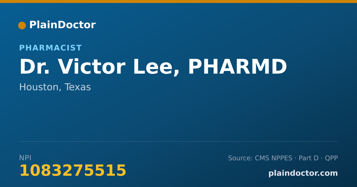 Shareable card for Victor Lee, PHARMD - Pharmacist, Houston, TX