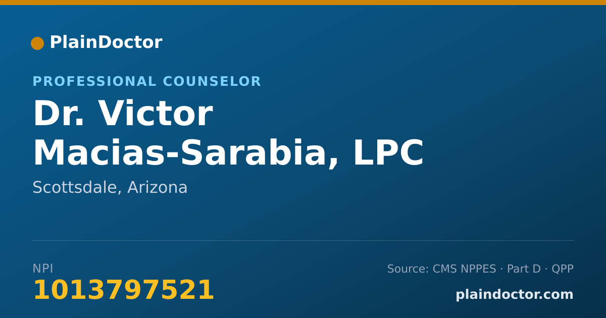 Shareable card for Victor Macias-Sarabia, LPC - Professional Counselor, Scottsdale, AZ