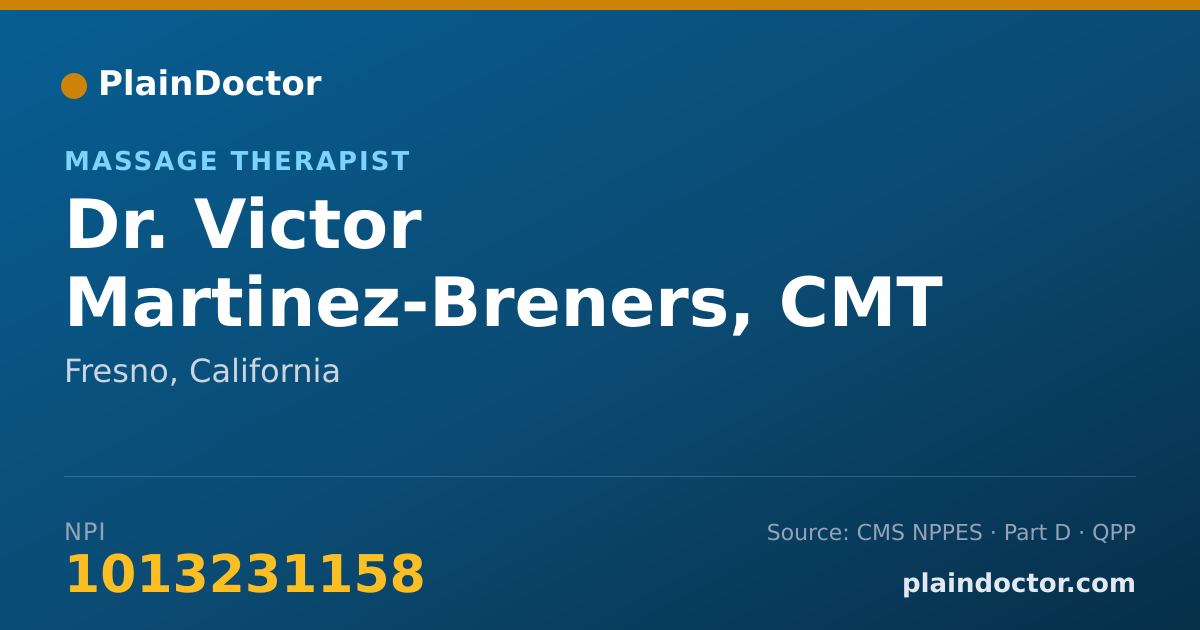 Shareable card for Victor Martinez-Breners, CMT - Massage Therapist, Fresno, CA