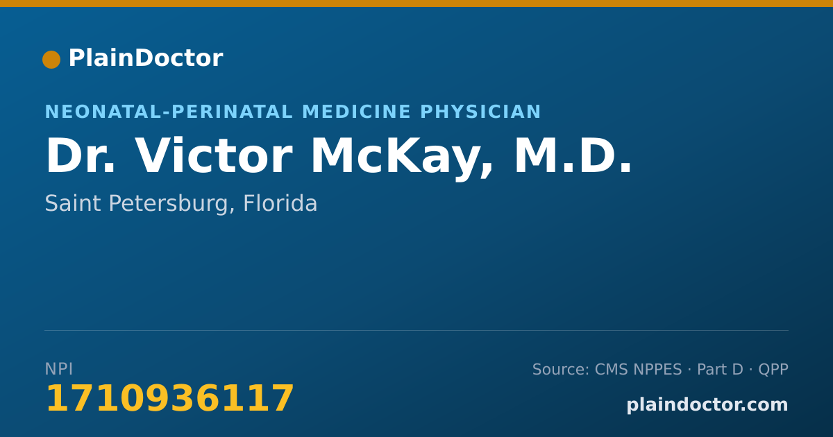 Shareable card for Victor McKay, M.D. - Neonatal-Perinatal Medicine Physician, Saint Petersburg, FL