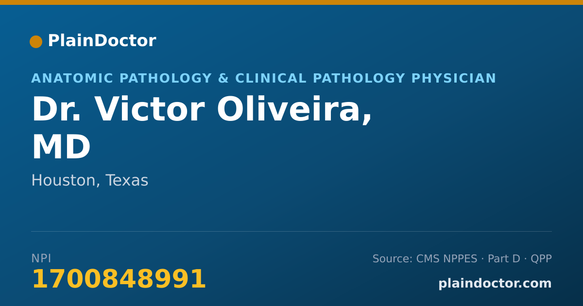 Shareable card for Victor Oliveira, MD - Anatomic Pathology & Clinical Pathology Physician, Houston, TX