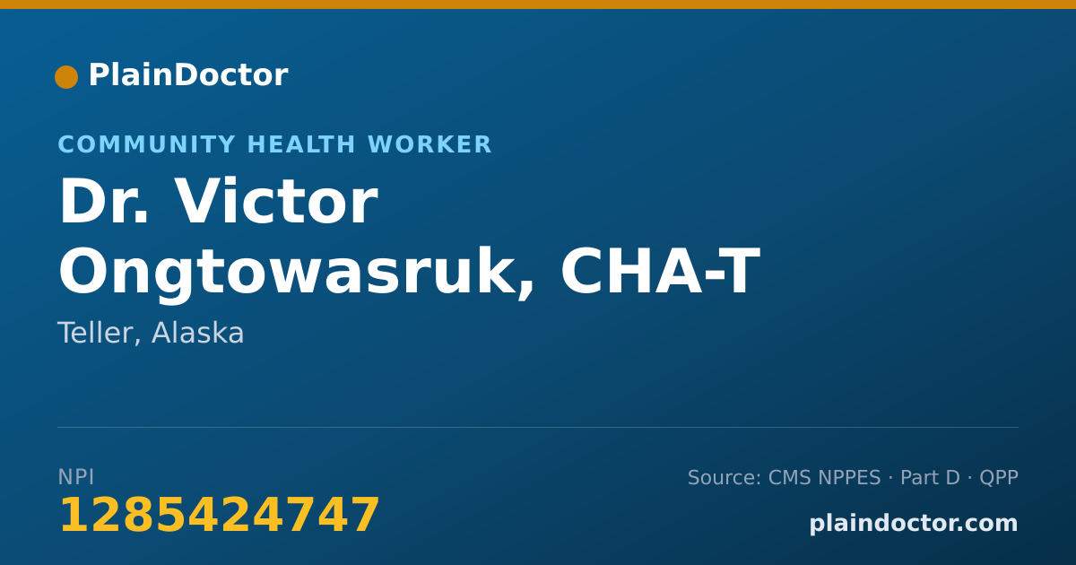 Shareable card for Victor Ongtowasruk, CHA-T - Community Health Worker, Teller, AK