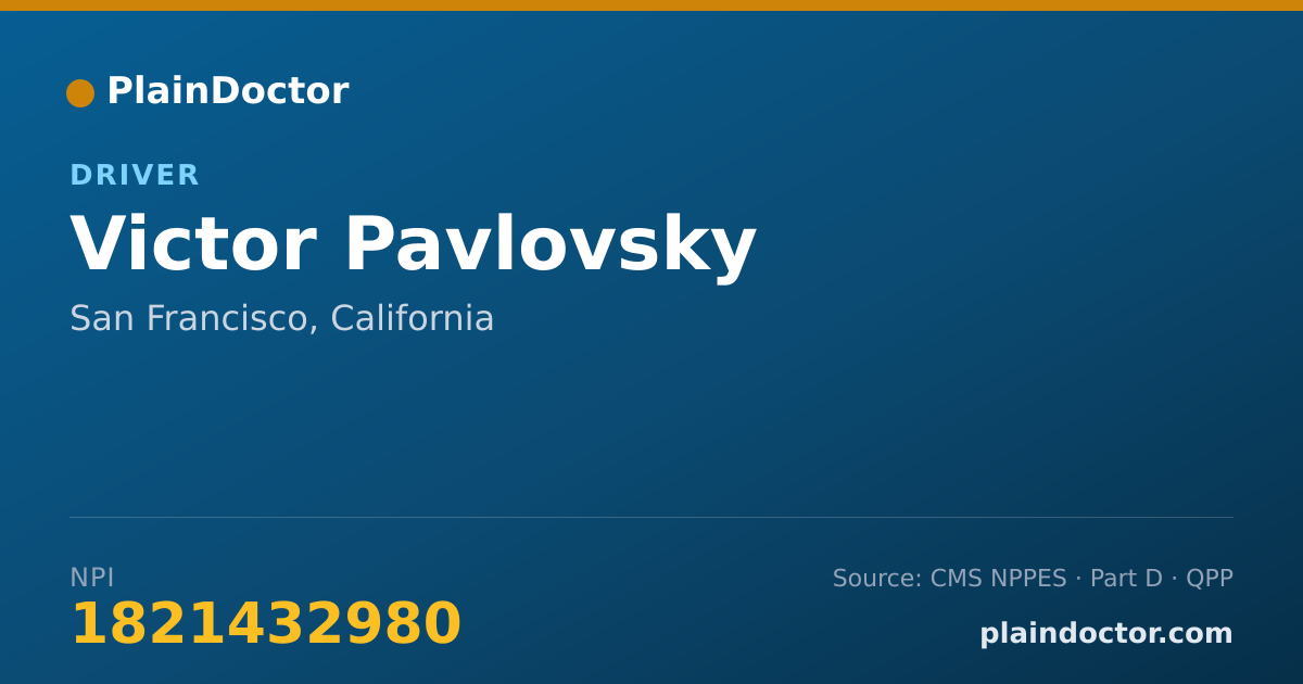 Shareable card for Victor Pavlovsky - Driver, San Francisco, CA
