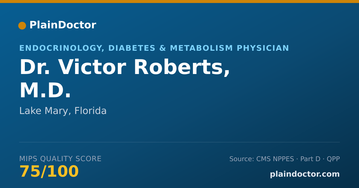 Shareable card for Victor Roberts, M.D. - Endocrinology, Diabetes & Metabolism Physician, Lake Mary, FL